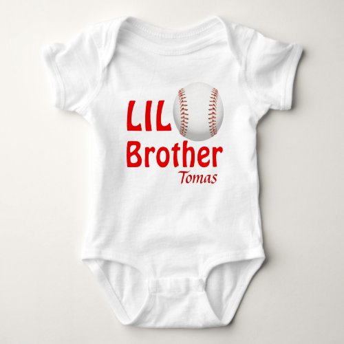 Little Lil Big BrotherCousinSister Baseball Baby Bodysuit