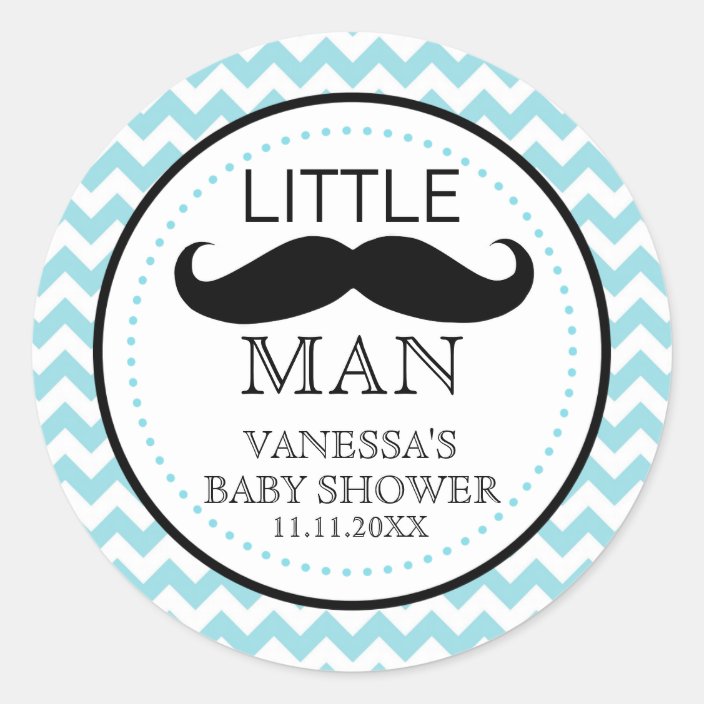 Little Lil Man Mustache Boy Baby Shower Favor Classic Round