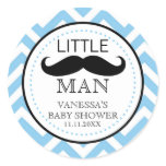 Little Lil' Man Mustache Boy Baby Shower Favor Classic Round Sticker Little Lil' Man Mustache Boy Baby Shower Favor Classic Round Sticker