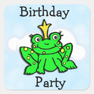 Little Lime Green Frog Fairy Tale Birthday Square Sticker