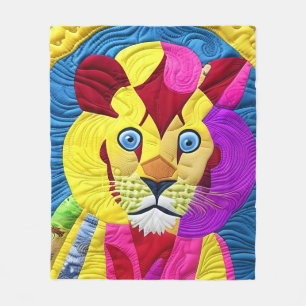 Little Lion Cub Quilt Like Design Fleece Blanket