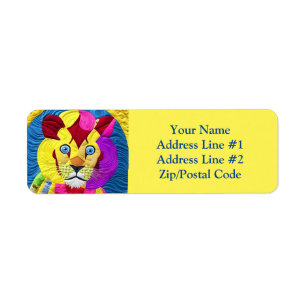 Little Lion Cub Quilt Like Design Return Address Label
