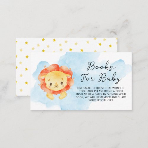 Little Lion Its a Boy Watercolor Books Guest Enclosure Card