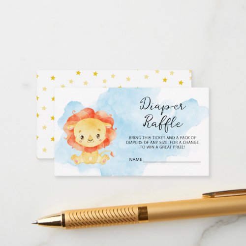 Little Lion Its a Boy Watercolor Diaper Raffle  Enclosure Card