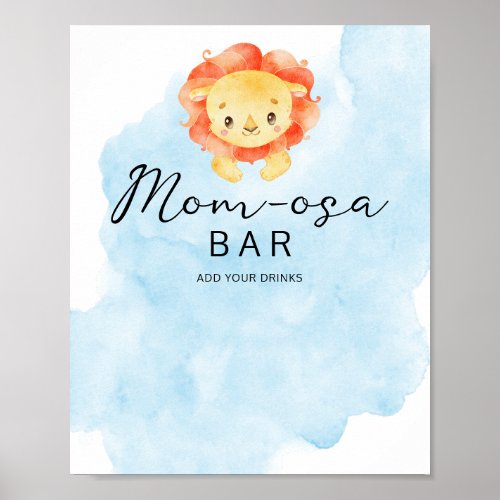 Little Lion Its a Boy Watercolor Mom_osa Bar Poster