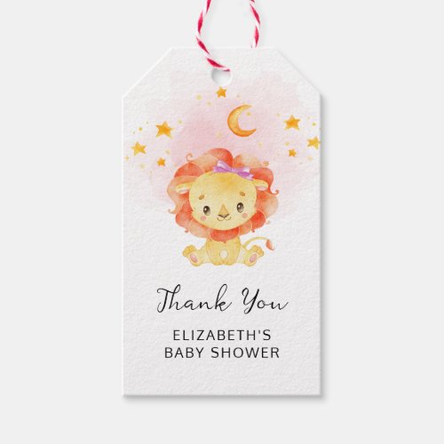 Little Lion Its a Girl Watercolor Pink Baby Shower Gift Tags