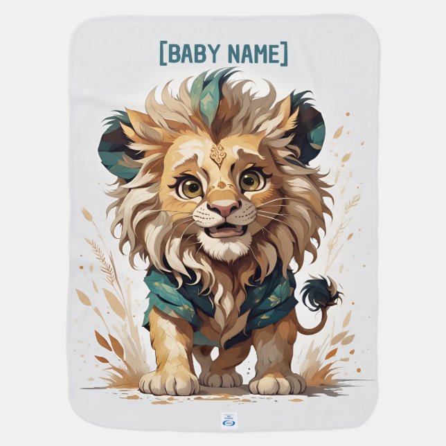 Little Lion Personalized Baby Blanket (Back)