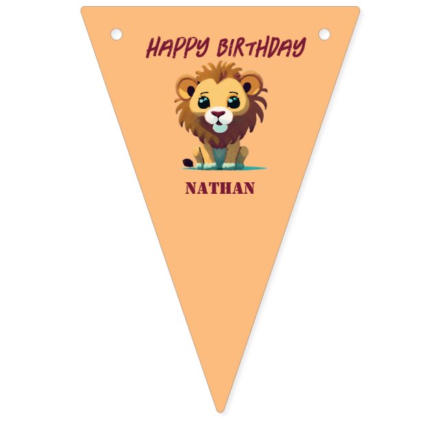 Little Lion personalized Birthday Bunting Flags (First Flag)