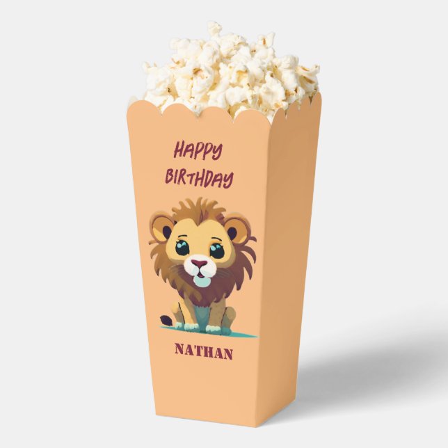 Little Lion personalized Birthday Favor Boxes (Popped)