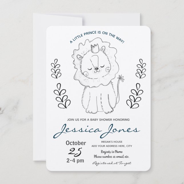 Little Lion Prince Boy Baby Shower Rustic Invitation (Front)