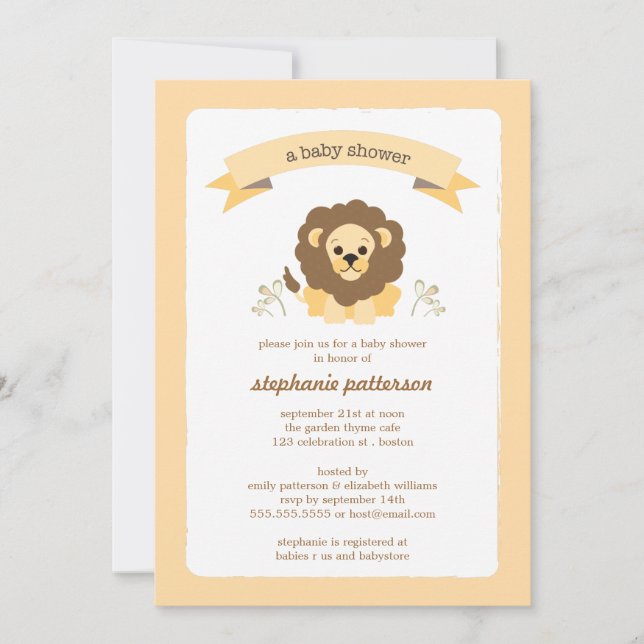 Little LIon Sweet Jungle Baby Shower Invitation (Front)