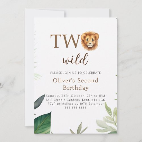Little Lion Two Wild Party Boy Birthday Invitation