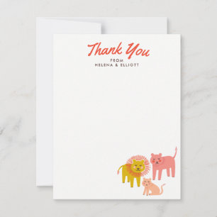 Little Lions Baby Shower Flat Thank You Note Cards