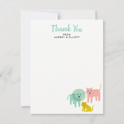 Little Lions Baby Shower Flat Thank You Note Cards