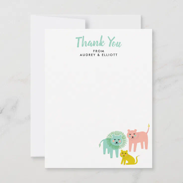 Little Lions Baby Shower Flat Thank You Note Cards Zazzle