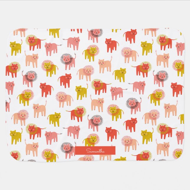 Little Lions Cute Baby Blanket in Desert Warms (Horizontal)