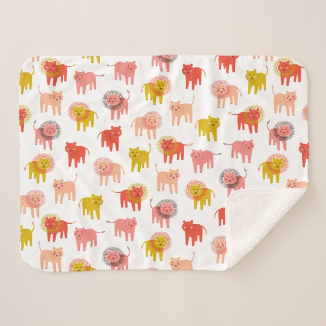 Little Lions Sherpa Baby Blanket in Warm Desert (Front (Horizontal))
