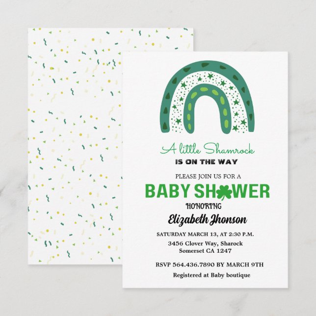 Little little shamrock baby shower invitation (Front/Back)