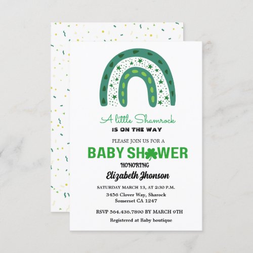 Little little shamrock baby shower invitation
