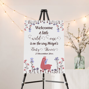 Little  llama Bunny Baby Shower Wild one Welcome Foam Board