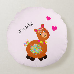 Little Llama Round Pillow