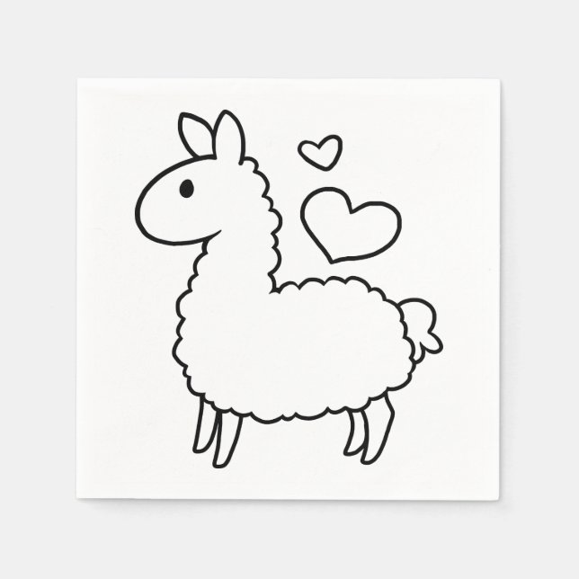 Little Llama Silhouette Napkins (Front)