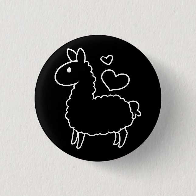 Little Llama Silhouette Pinback Button (Front)