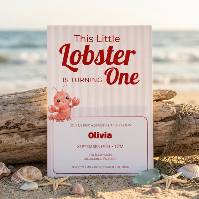 Little Lobster 1st Birthday Invitation (Creator Uploaded)