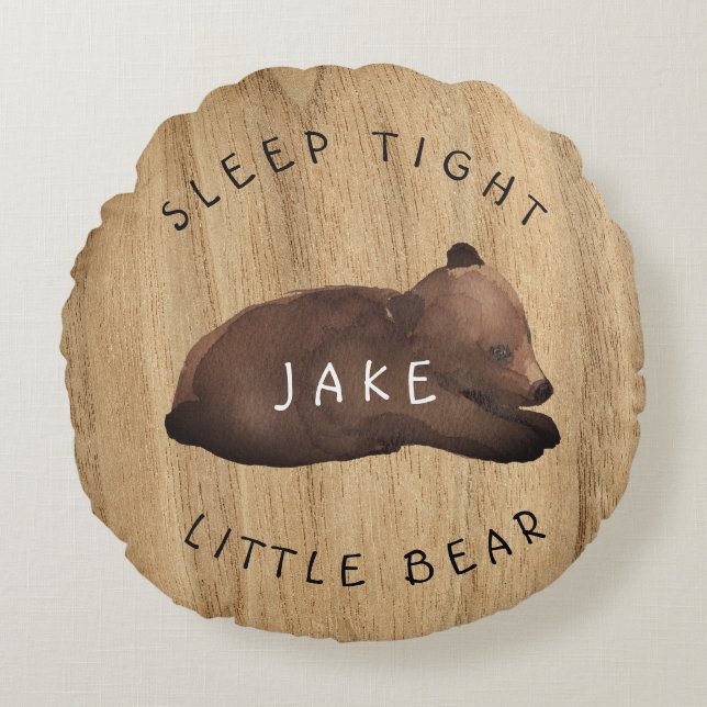 Little Lodge Bear  Round Pillow (Front)