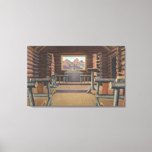 Little Log Church at Snake River View Canvas Print (Front)