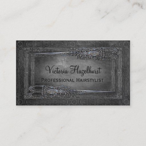 Customizable Little Londoner Double Scissors 3.5" x 2.0" Business Card Template