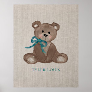 Little Louie Teddy Bear Personalized Poster Print