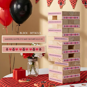 Little Love Big Is On The Way Ladybug Baby Shower Topple Tower