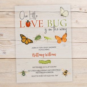 Little Love Bug Baby Shower Butterfly Acrylic Invitations