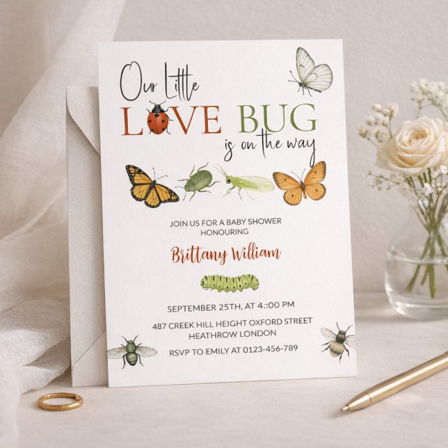 Little Love Bug Baby Shower Butterfly Invitation (Creator Uploaded)