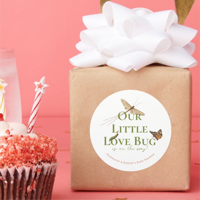 Little Love Bug Baby Shower Classic Round Sticker (Party)