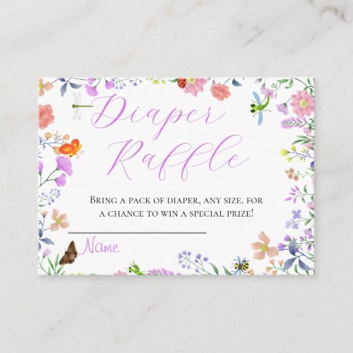Little Love Bug Baby Shower Diaper Raffle Enclosure Card