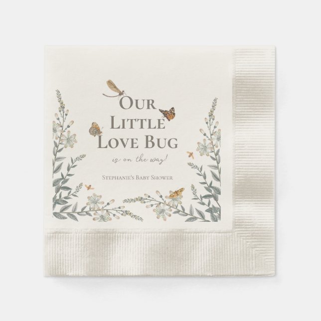 Little Love Bug Baby Shower Gender Neutral Napkins (Front)