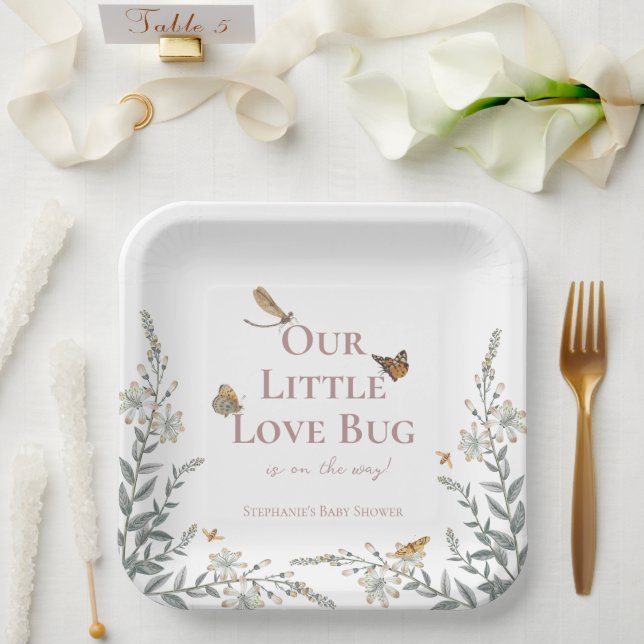 Little Love Bug Baby Shower Gender Neutral Paper Plates (Wedding)