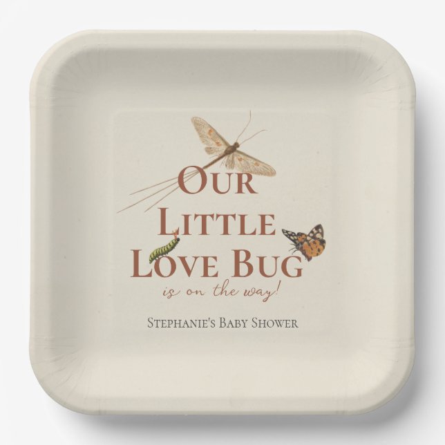 Little Love Bug Baby Shower Gender Neutral Paper Plates (Front)
