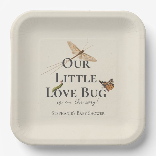 Little Love Bug Baby Shower Gender Neutral Paper Plates (Front)