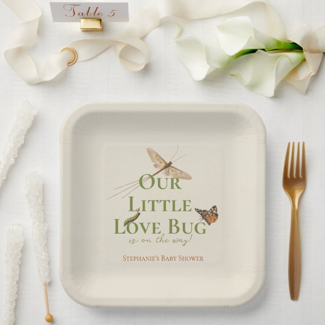 Little Love Bug Baby Shower Gender Neutral Paper Plates (Wedding)