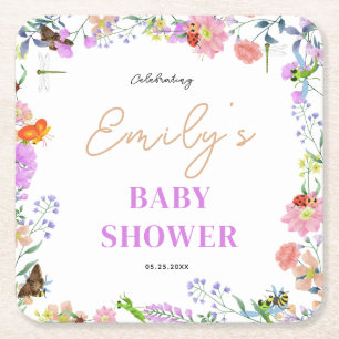Little Love Bug Baby Shower Square Paper Coaster