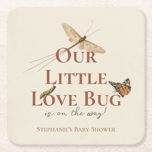 Little Love Bug Baby Shower Square Paper Coaster