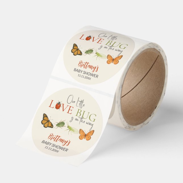 Little Love Bug Baby Shower Sticker (Roll)