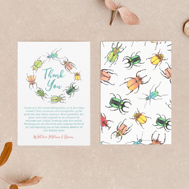 Little Love Bug Baby Shower Thank You Card (Creator Uploaded)