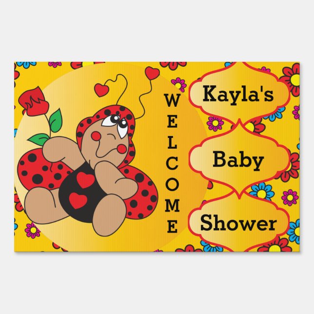 Little Love Bug Baby Shower Theme Yard Sign (Front)