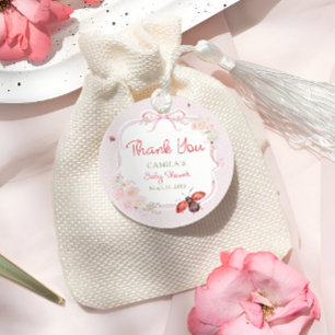 Little Love Bug Bloom Pink Baby Shower Thank you Favor Tags