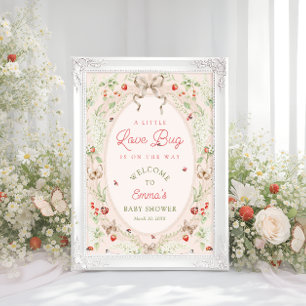 Little Love Bug Boho Baby Shower Welcome Poster