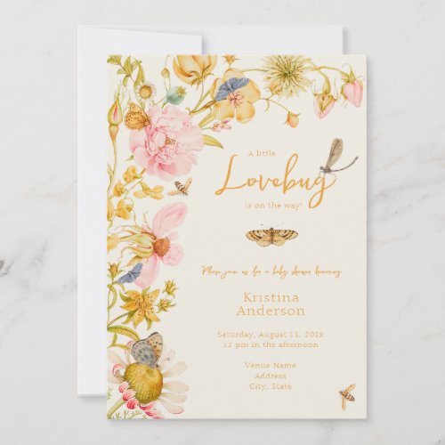 Little Love Bug Butterfly Boho Baby Shower  Invitation